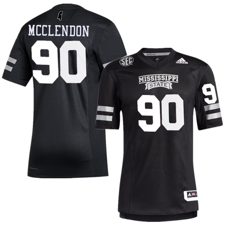 Men #90 Kai McClendon Mississippi State Bulldogs College Football Jerseys Stitched-Black